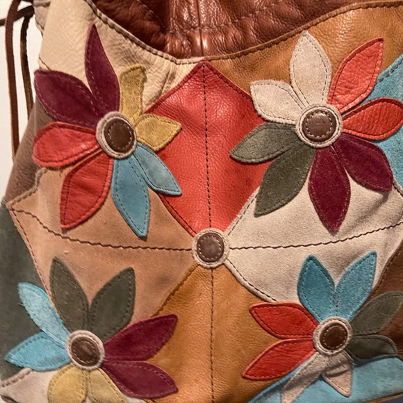 VTG Lucky Band Floral Leather Patchwork Hobo Bag - Picture 10 of 15